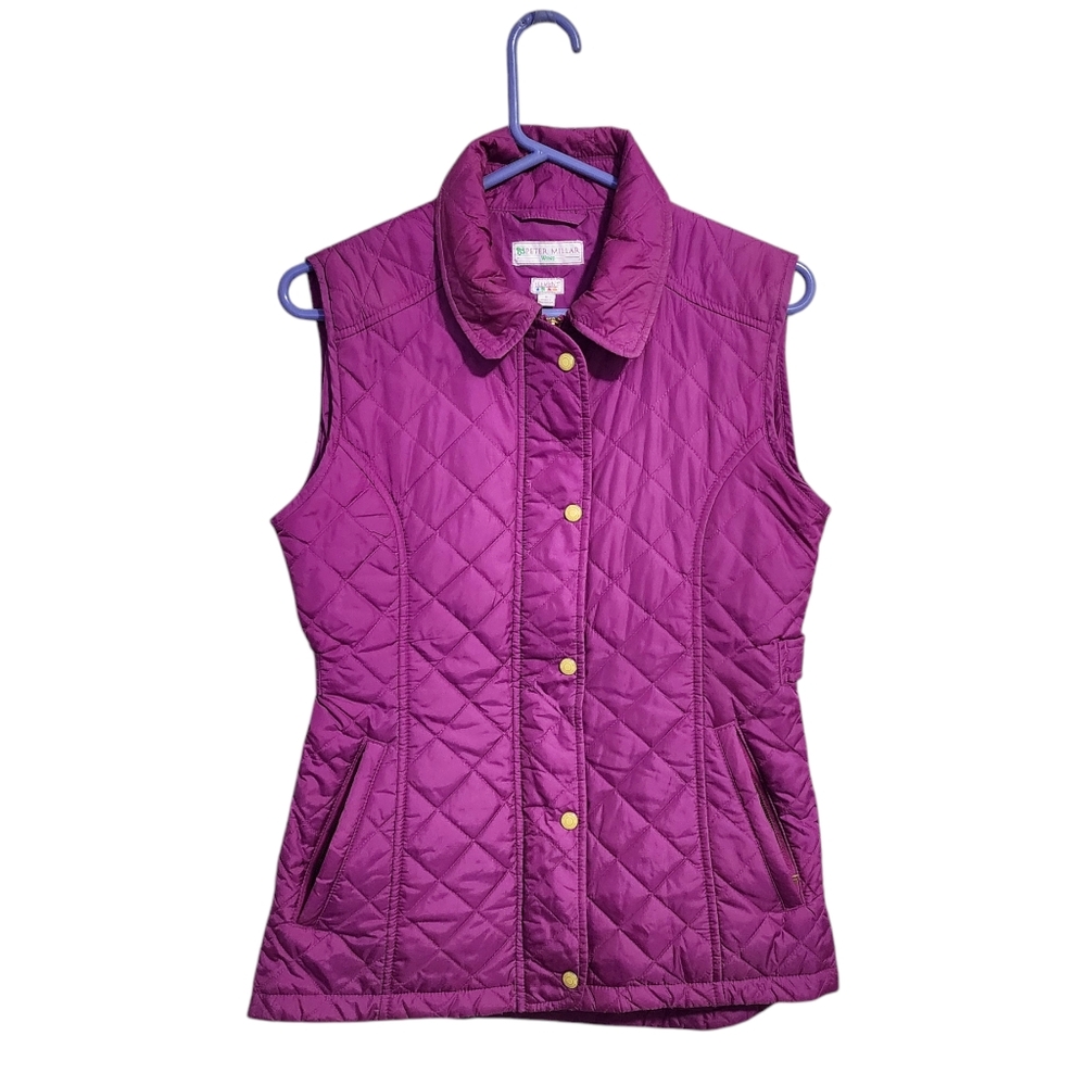 PETER MILLAR All Course Purple Full Zip Puffer Vest Wind Element Size S